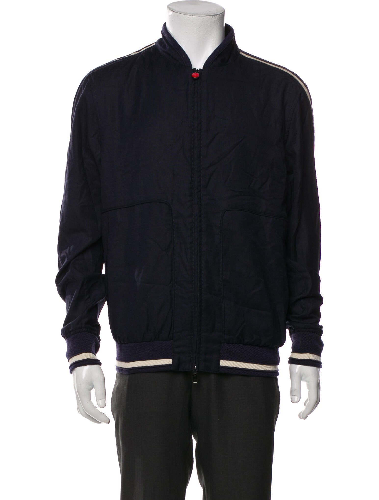 Kiton Virgin Wool Striped Bomber Jacket