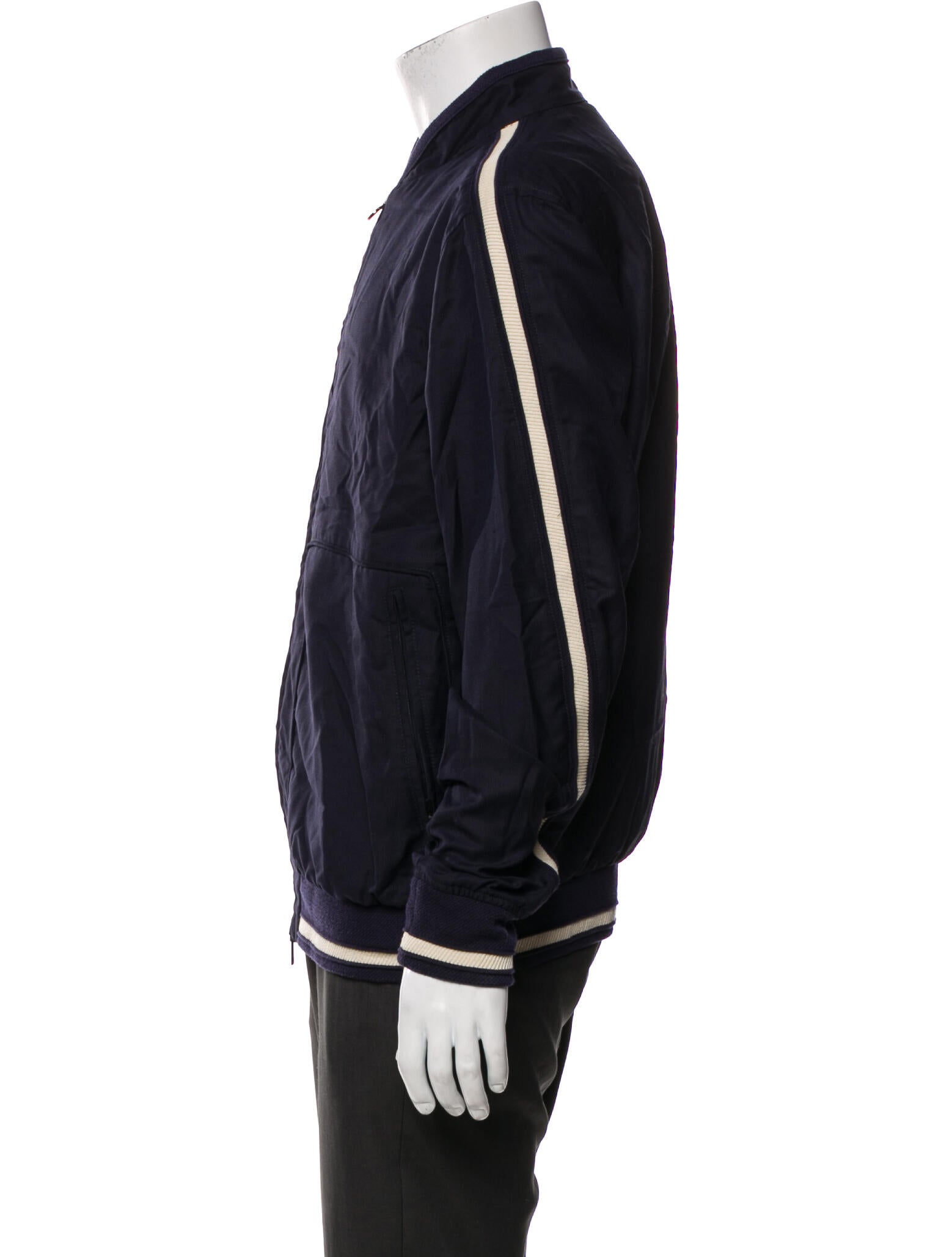 Kiton Virgin Wool Striped Bomber Jacket