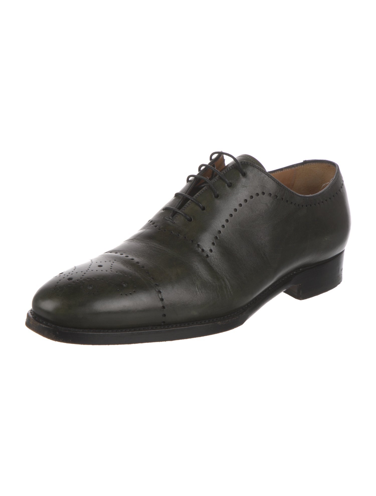Kiton Leather Lasercut Accents Oxfords