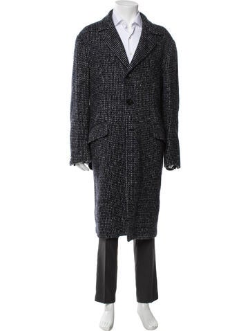 Pre-owned Kiton Virgin Wool Tweed Pattern Overcoat In Blue