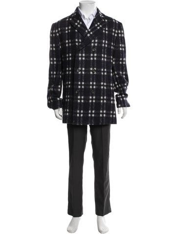 Pre-owned Kiton Plaid Print Overcoat In Blue