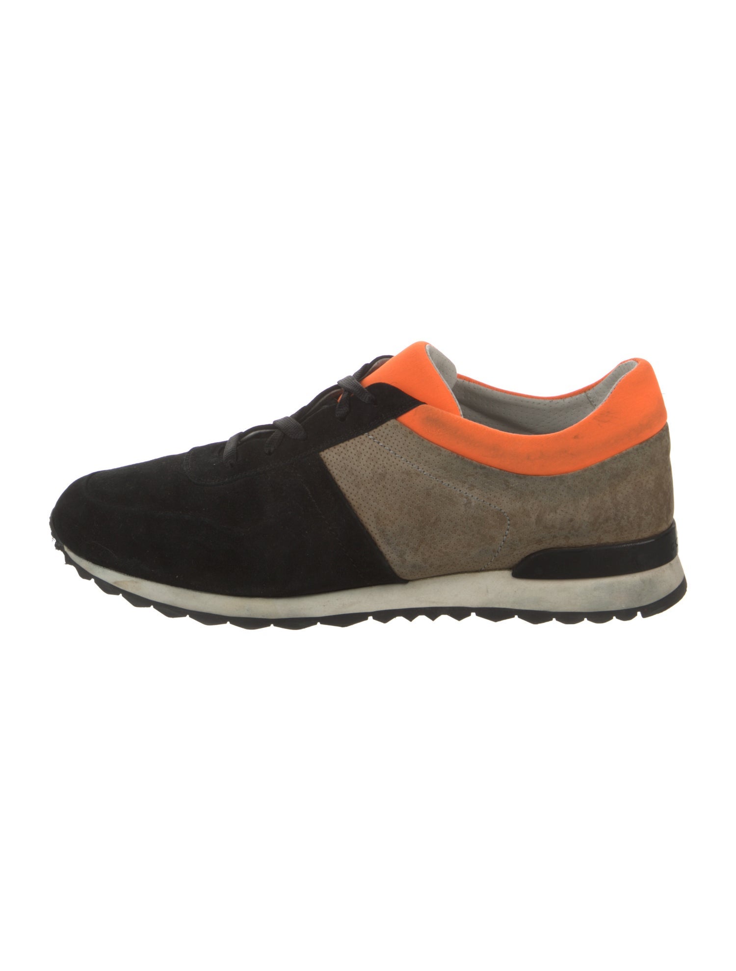 Kiton Suede Colorblock Pattern Athletic Sneakers