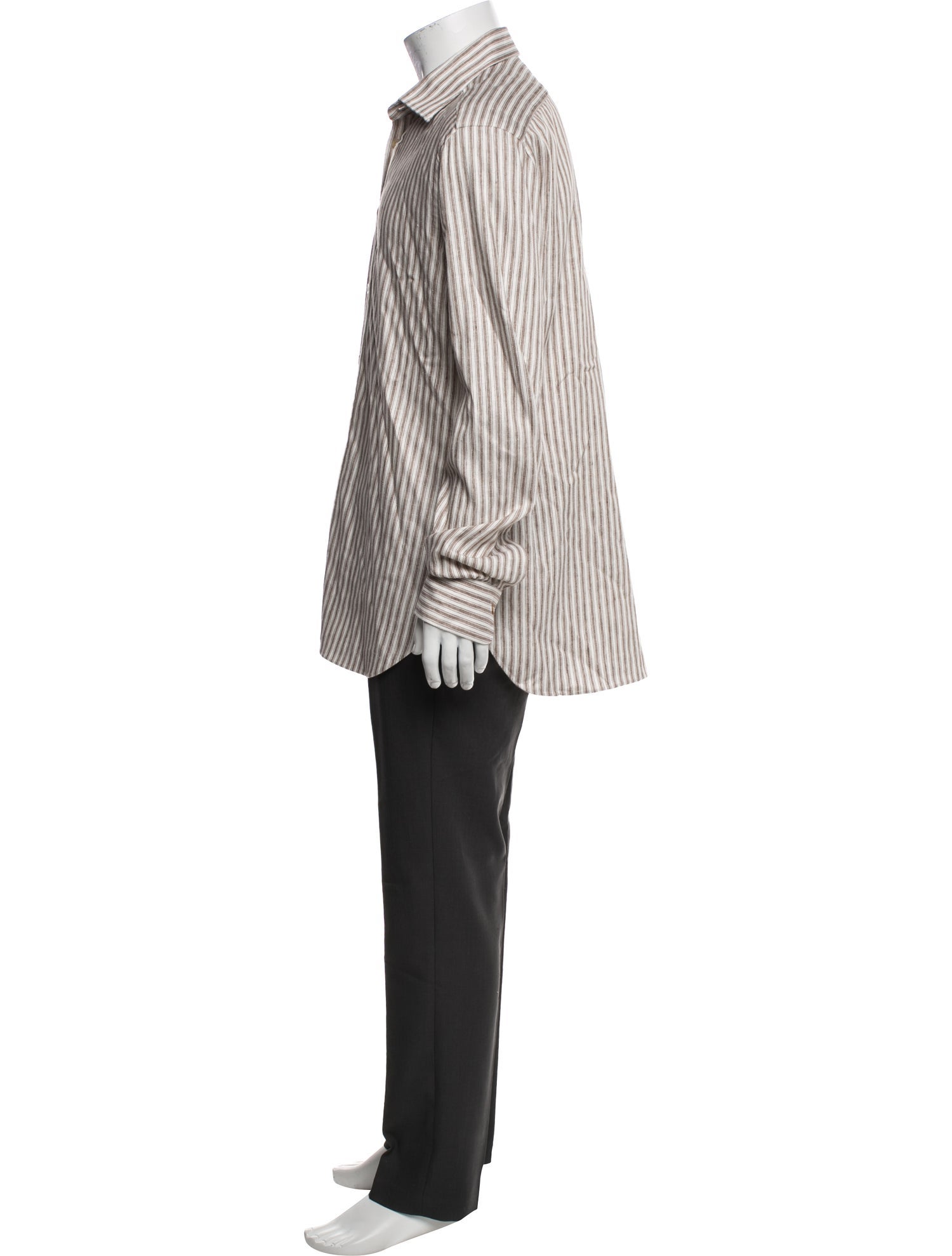 Kiton Linen Striped Dress Shirt