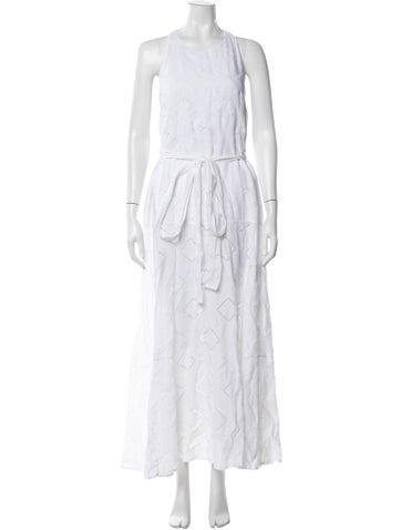 Pre-owned Kiton Linen Long Dress In White