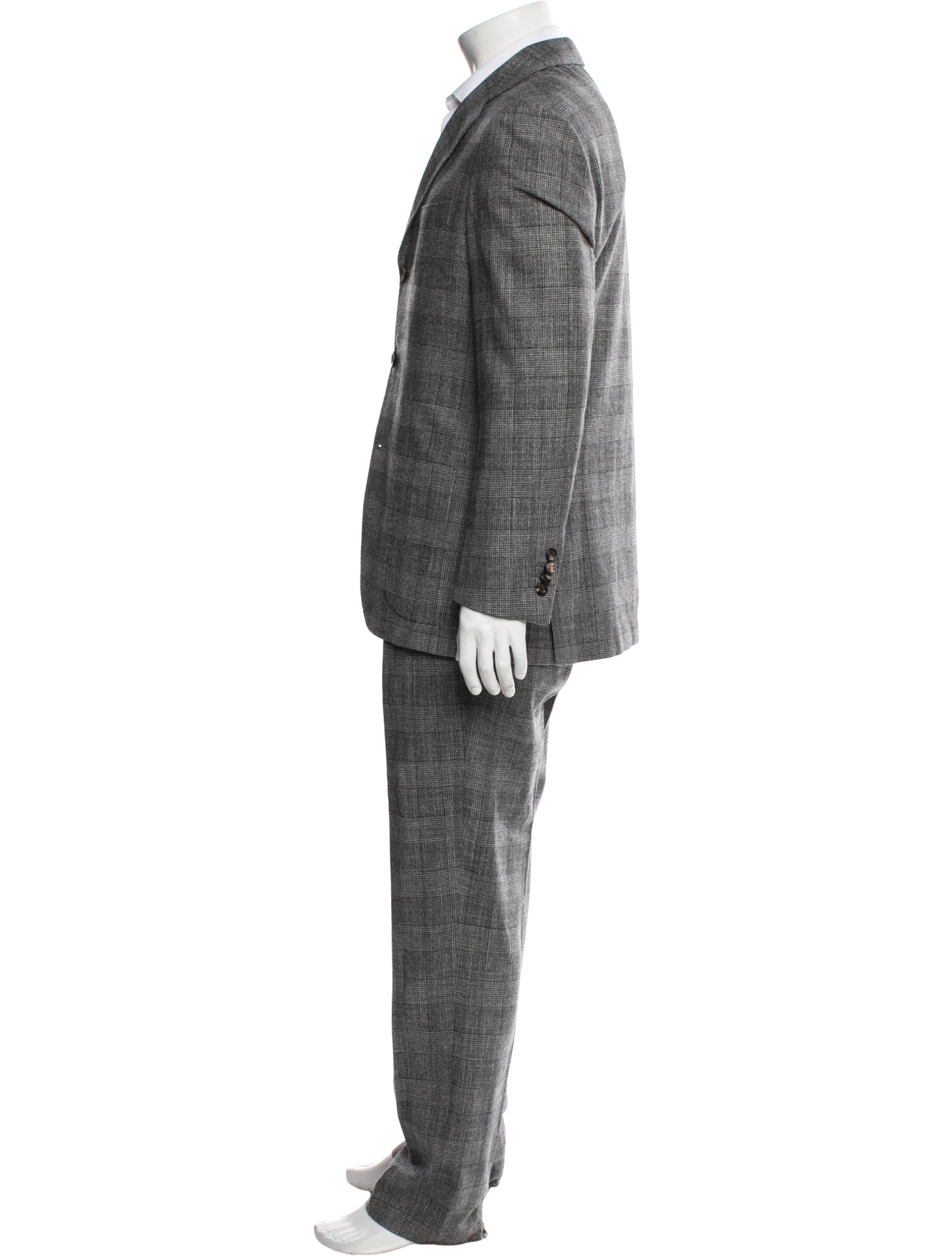 Kiton Plaid Print Two-Piece Suit