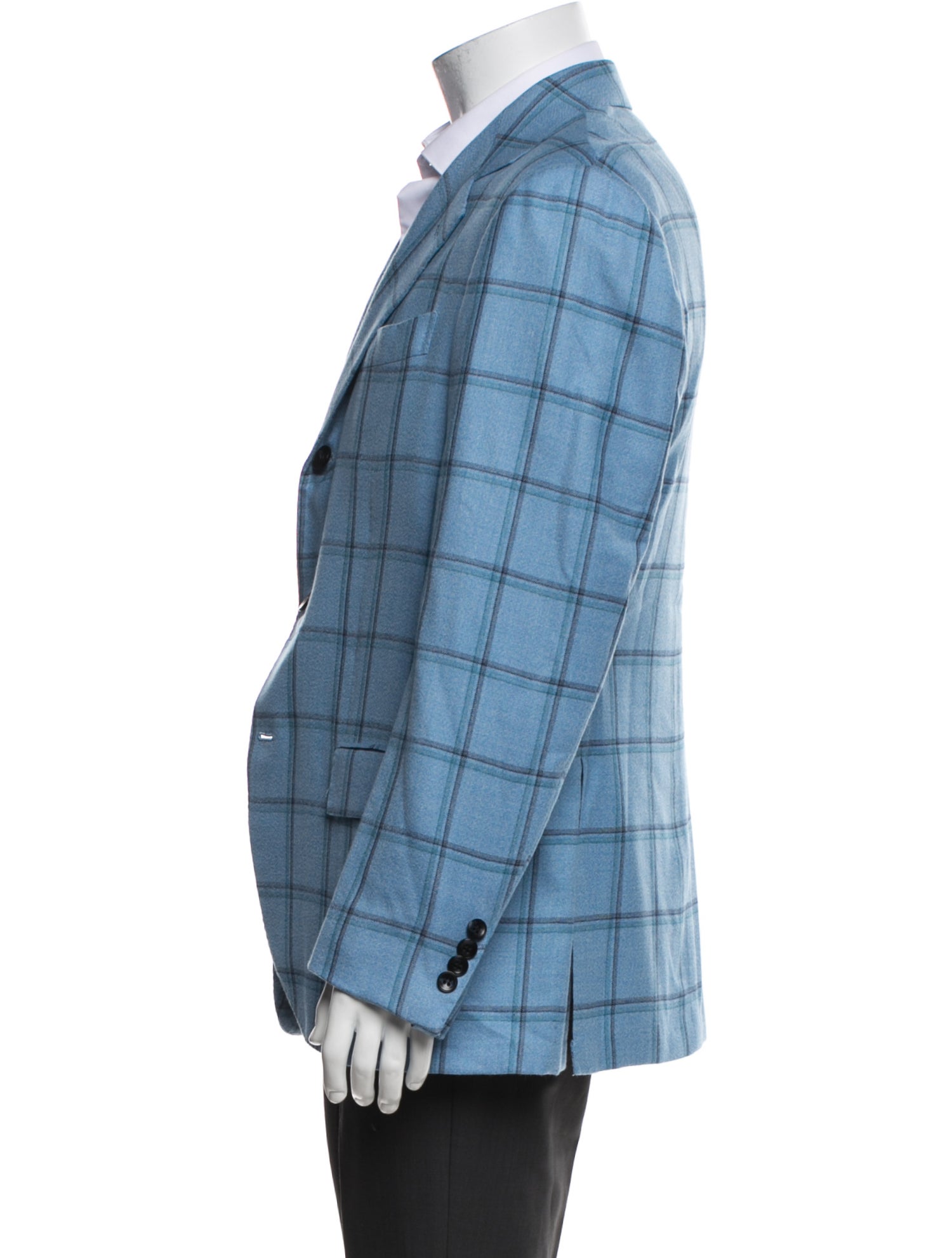 Kiton Cashmere Plaid Print Blazer