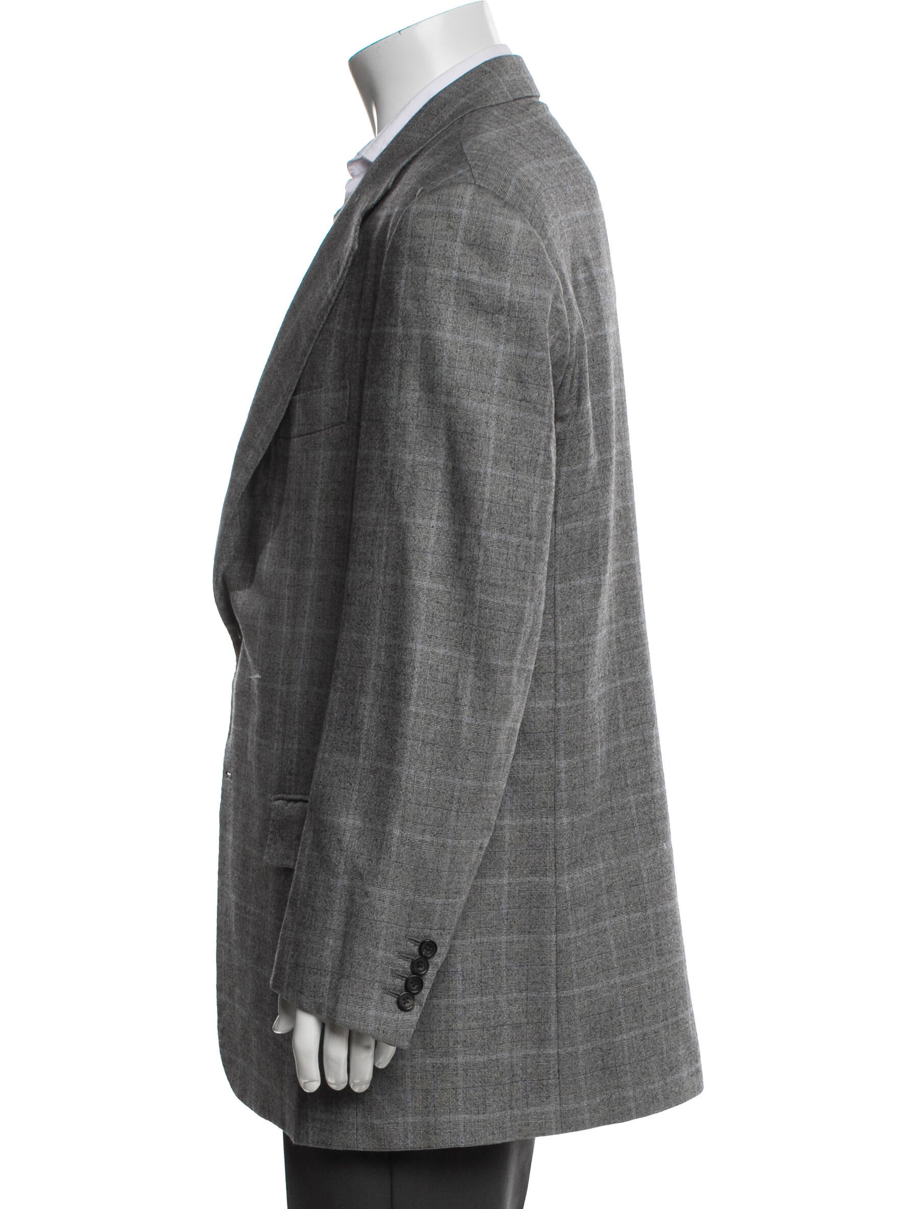 Kiton Cashmere Plaid Print Blazer