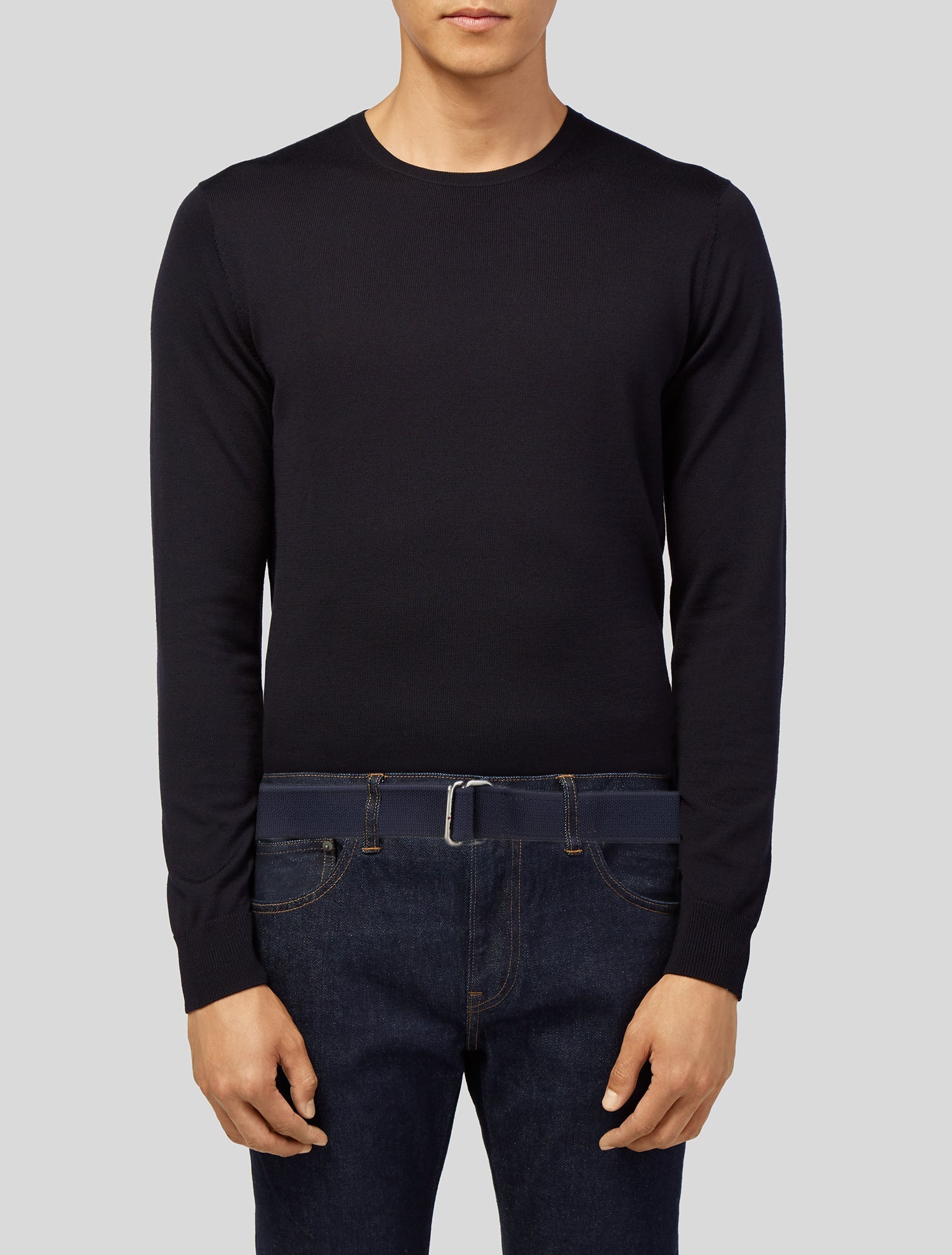 Kiton Canvas Leather Trim Embellishment Waist Belt