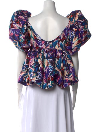 Kika Vargas Floral Print Off-The-Shoulder Blouse