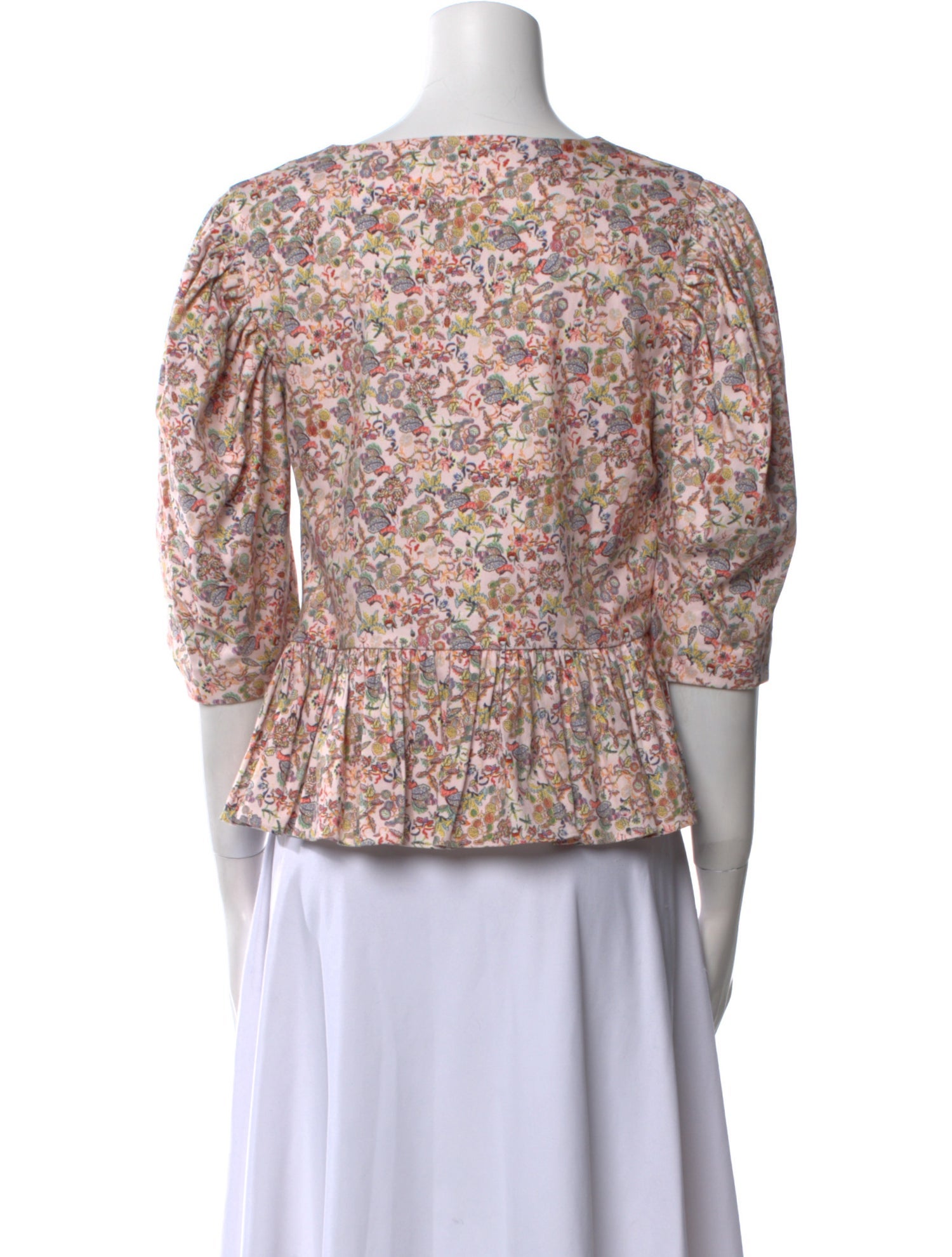 Kika Vargas Floral Print V-Neck Crop Top