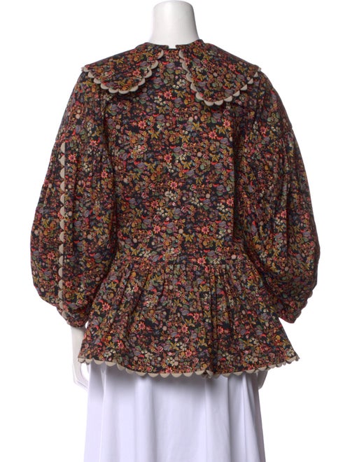 Kika Vargas Floral Print V-Neck Blouse