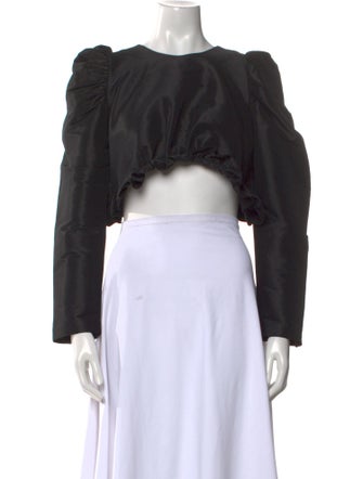 Kika Vargas Silk Scoop Neck Crop Top