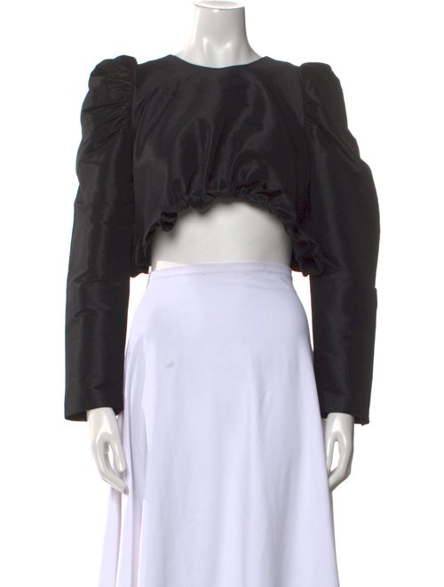 Kika Vargas Silk Scoop Neck Crop Top