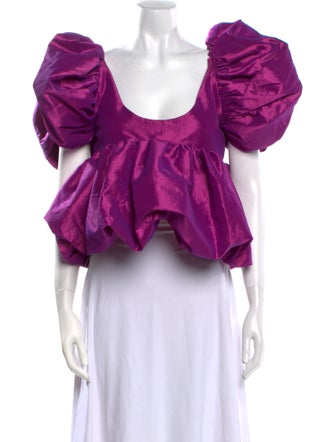 Kika Vargas Silk Scoop Neck Crop Top