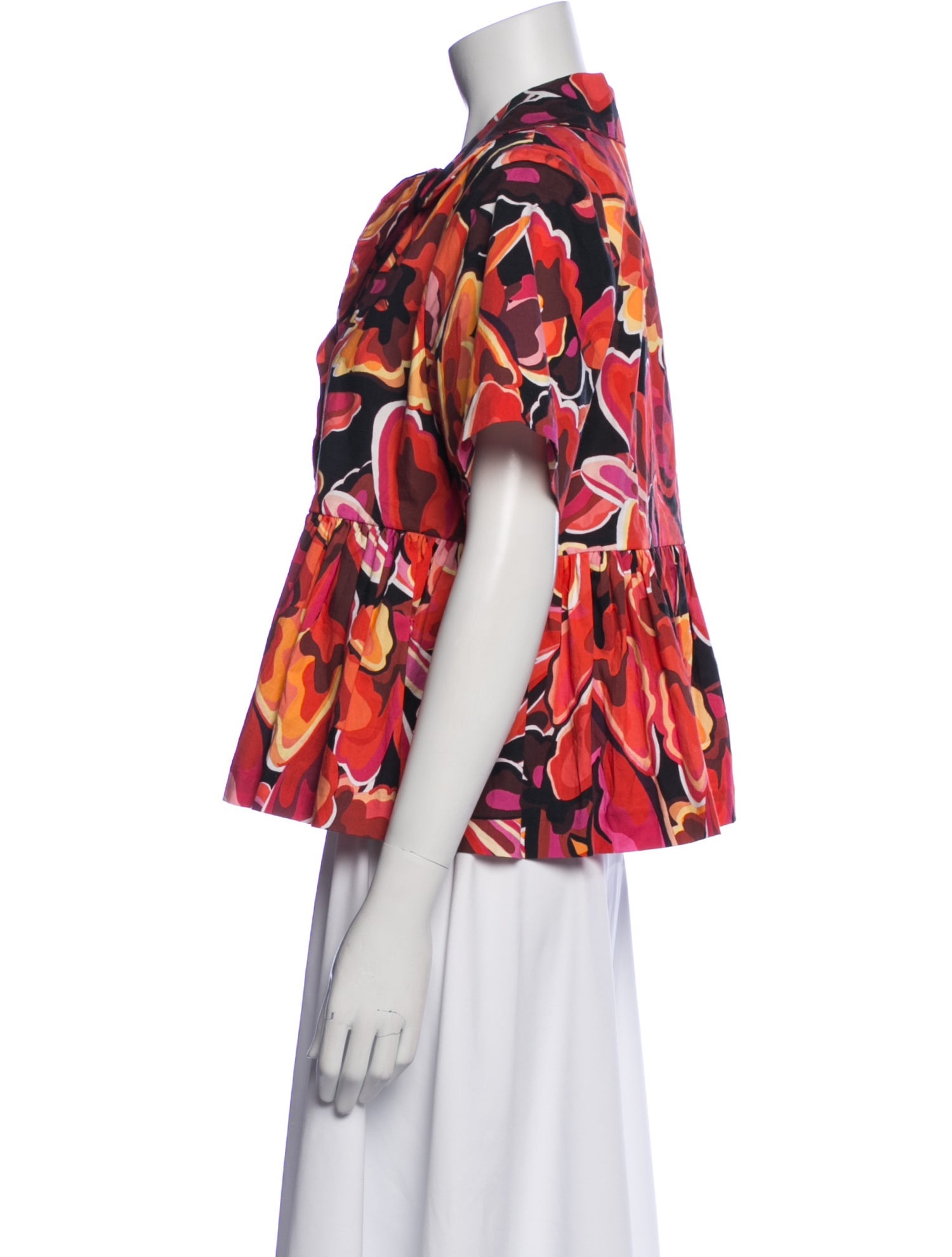 Kika Vargas Printed V-Neck Button-Up Top