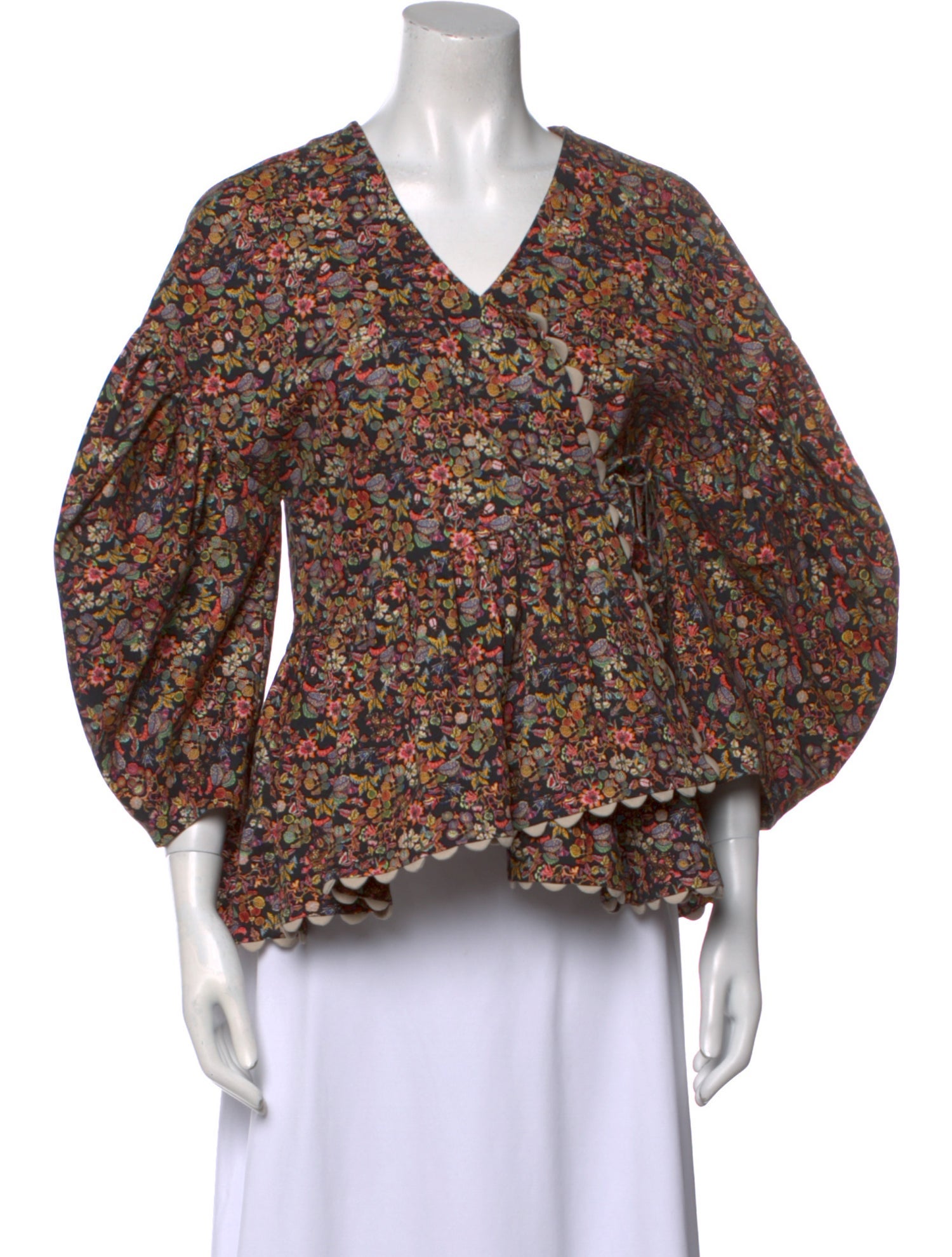 Kika Vargas Floral Print V-Neck Blouse
