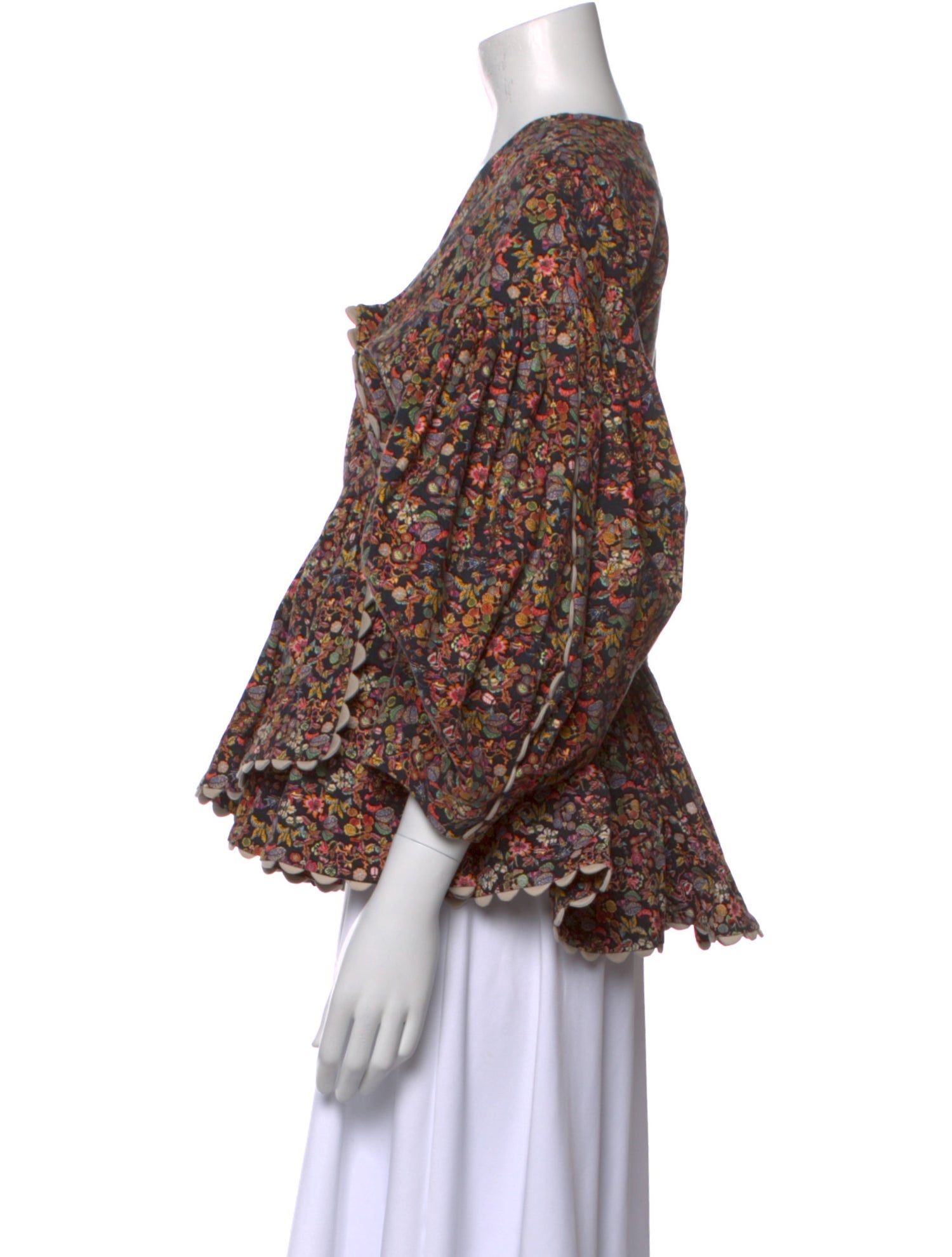 Kika Vargas Floral Print V-Neck Blouse