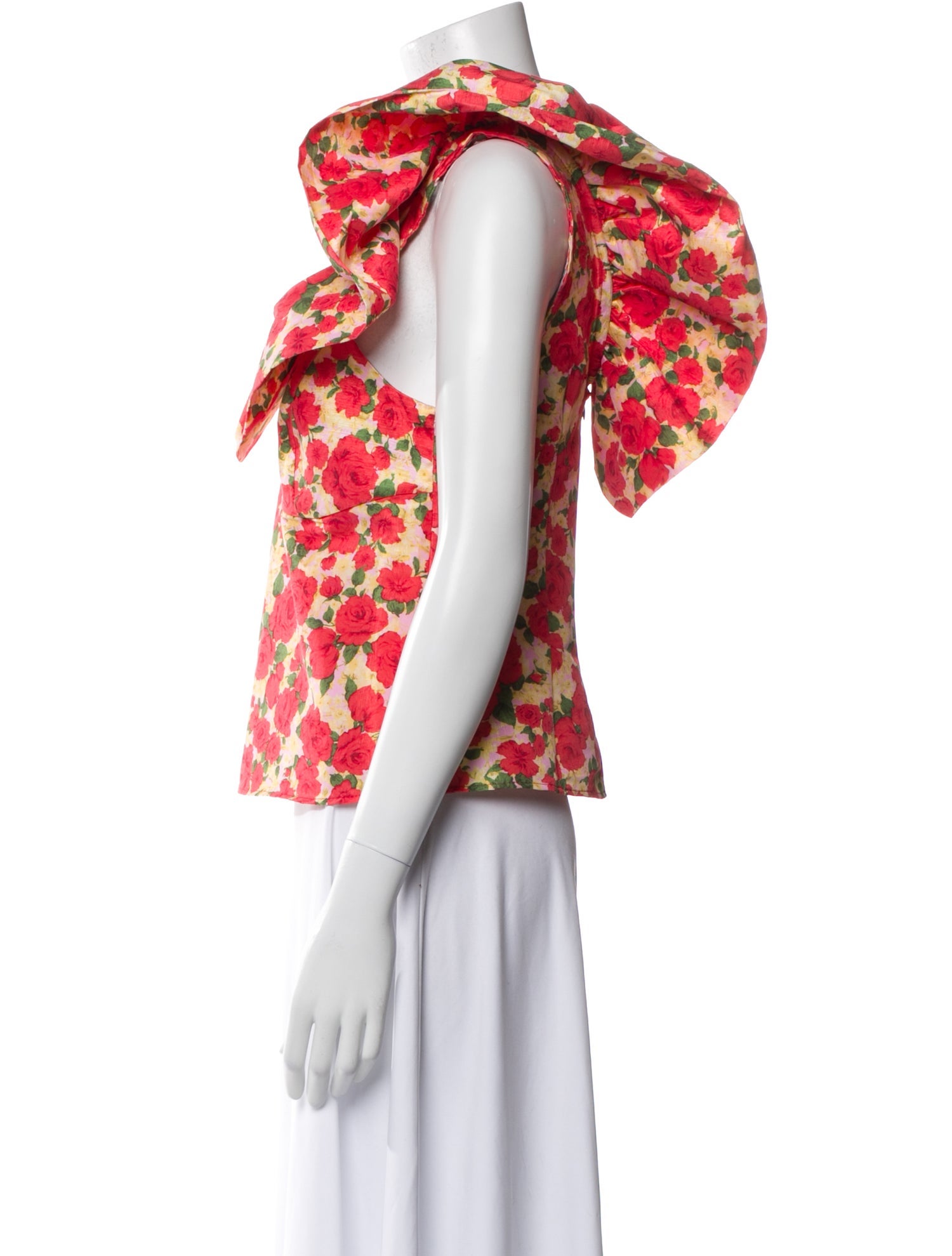 Kika Vargas Floral Print One-Shoulder Top