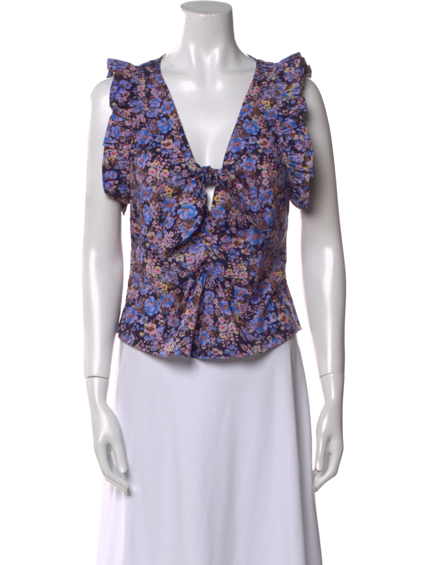 Kika Vargas Floral Print V-Neck Crop Top w/ Tags