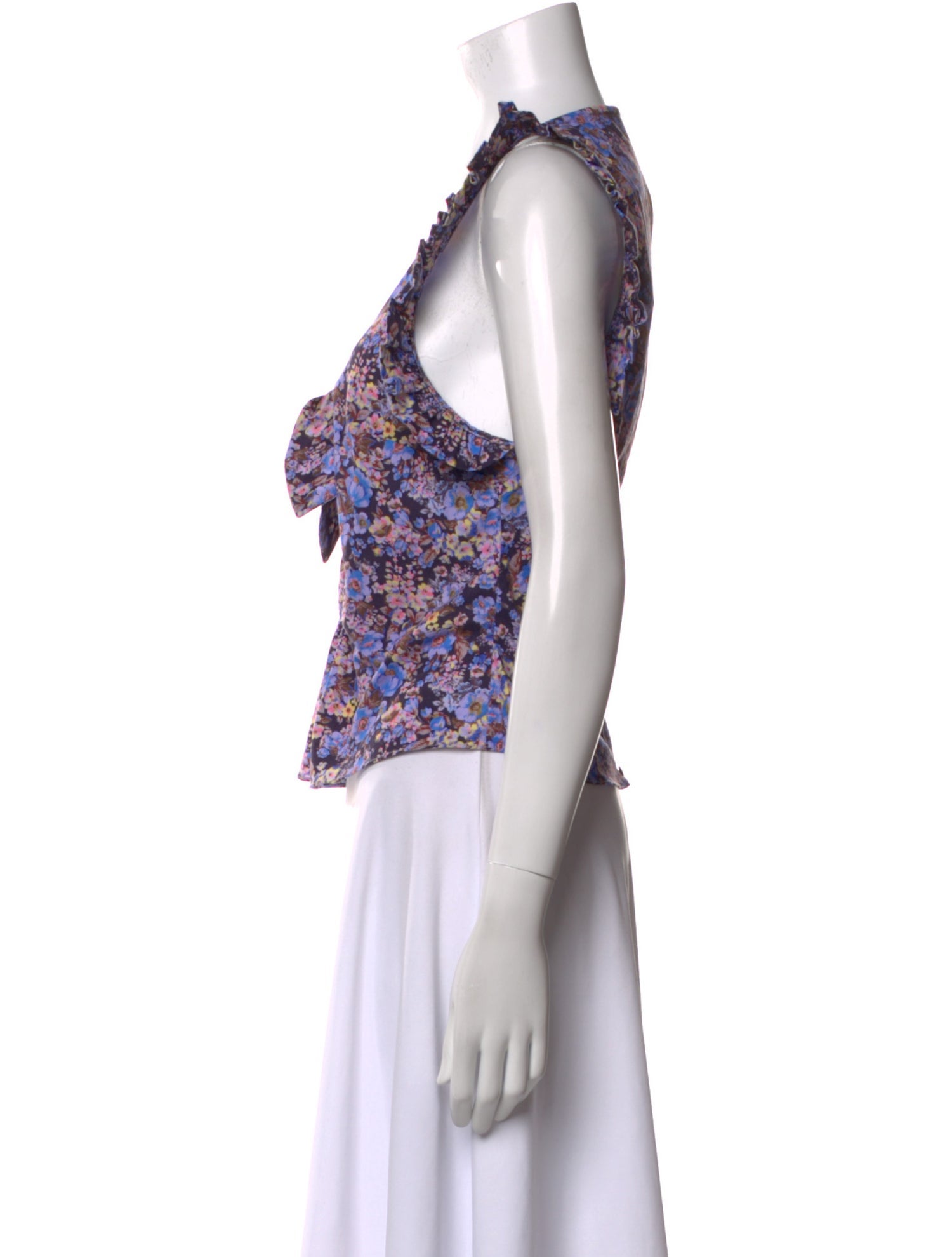 Kika Vargas Floral Print V-Neck Crop Top w/ Tags