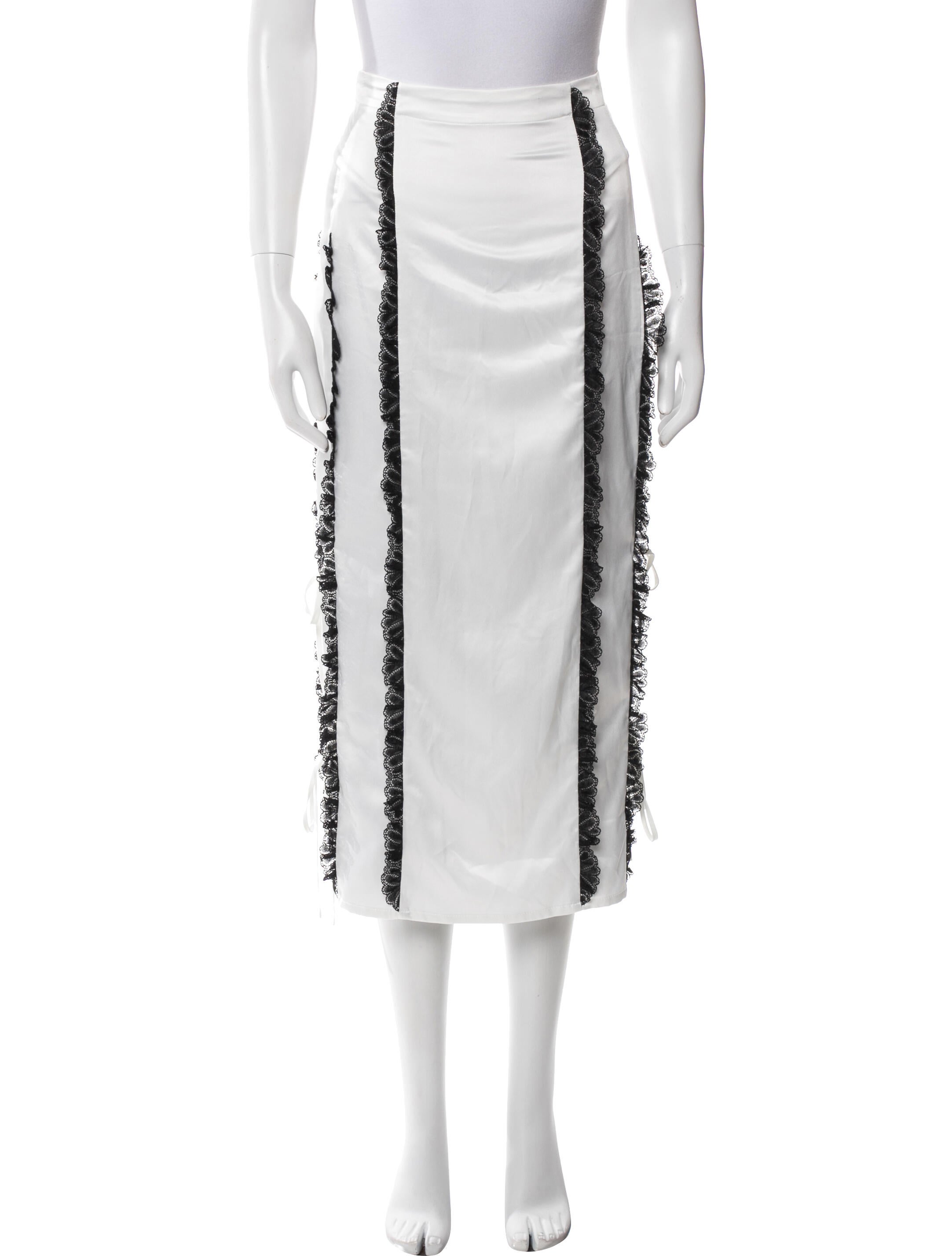 Kika Vargas Lace Trim Embellishment Midi Length Skirt w/ Tags