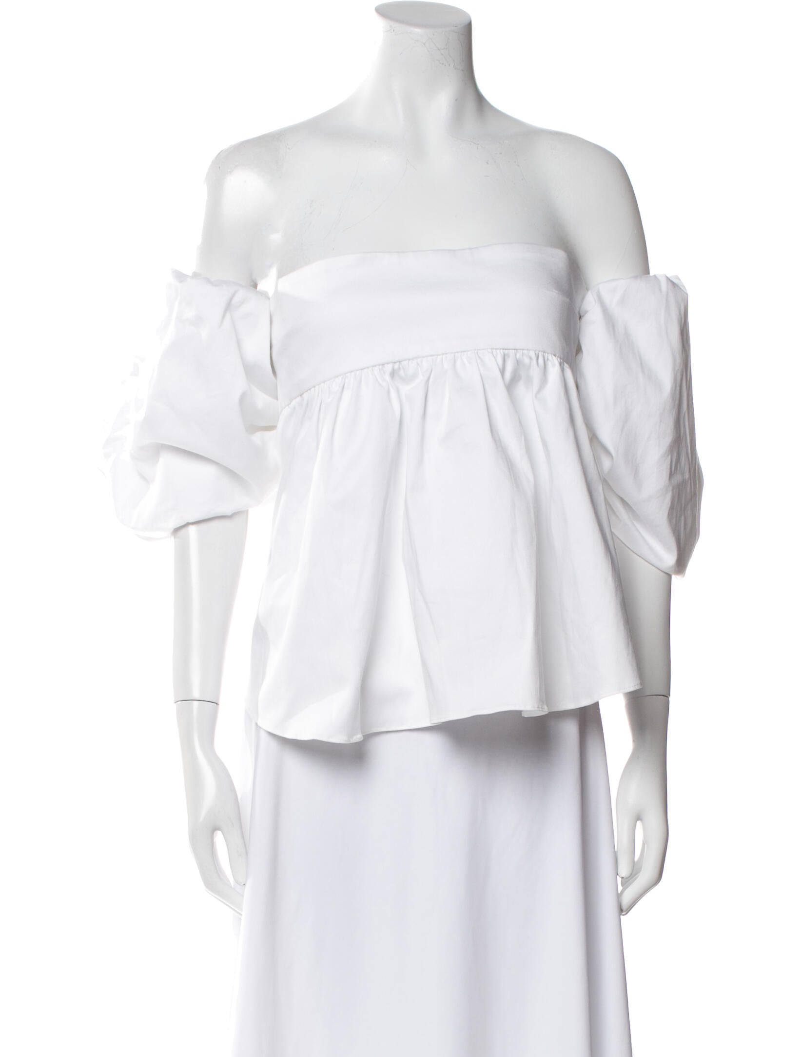 Kika Vargas Off-The-Shoulder Three-Quarter Sleeve Crop Top