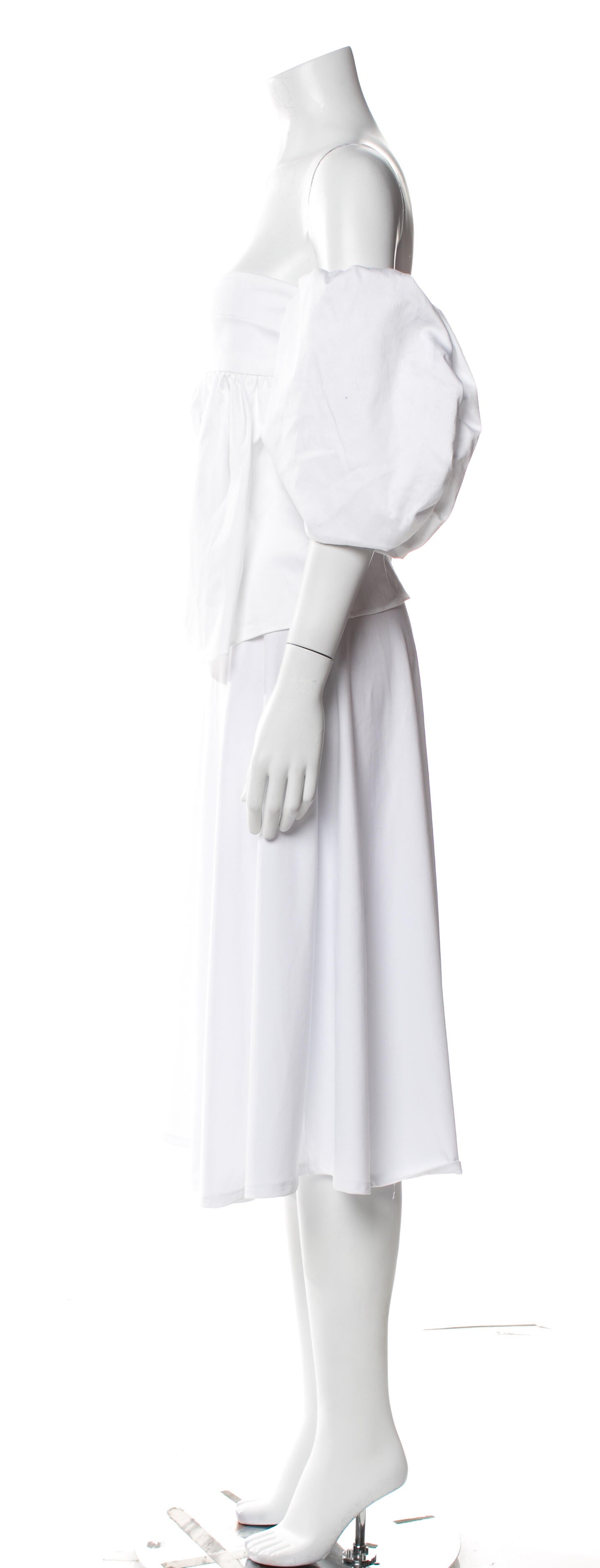 Kika Vargas Off-The-Shoulder Three-Quarter Sleeve Crop Top