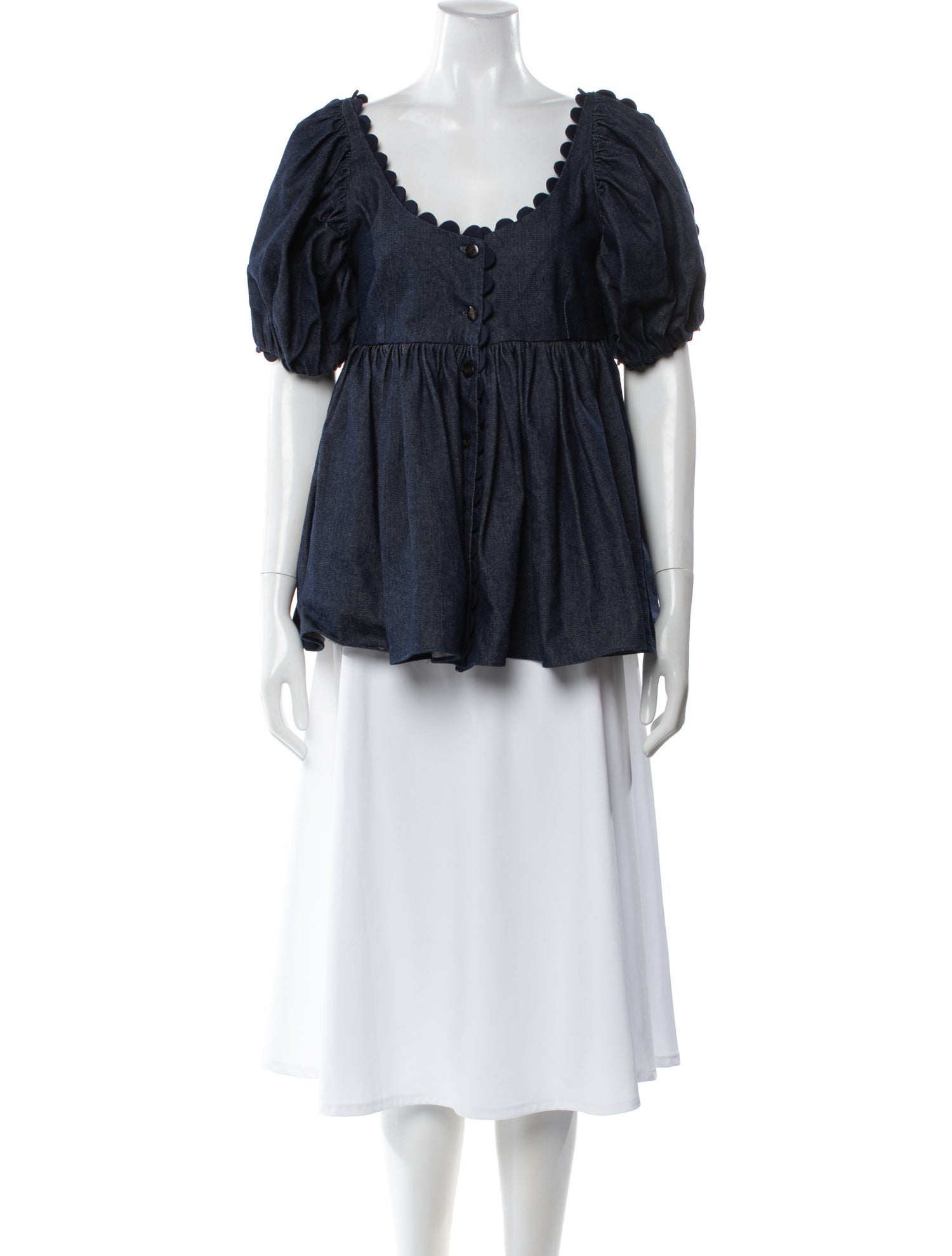 Kika Vargas Square Neckline Short Sleeve Blouse