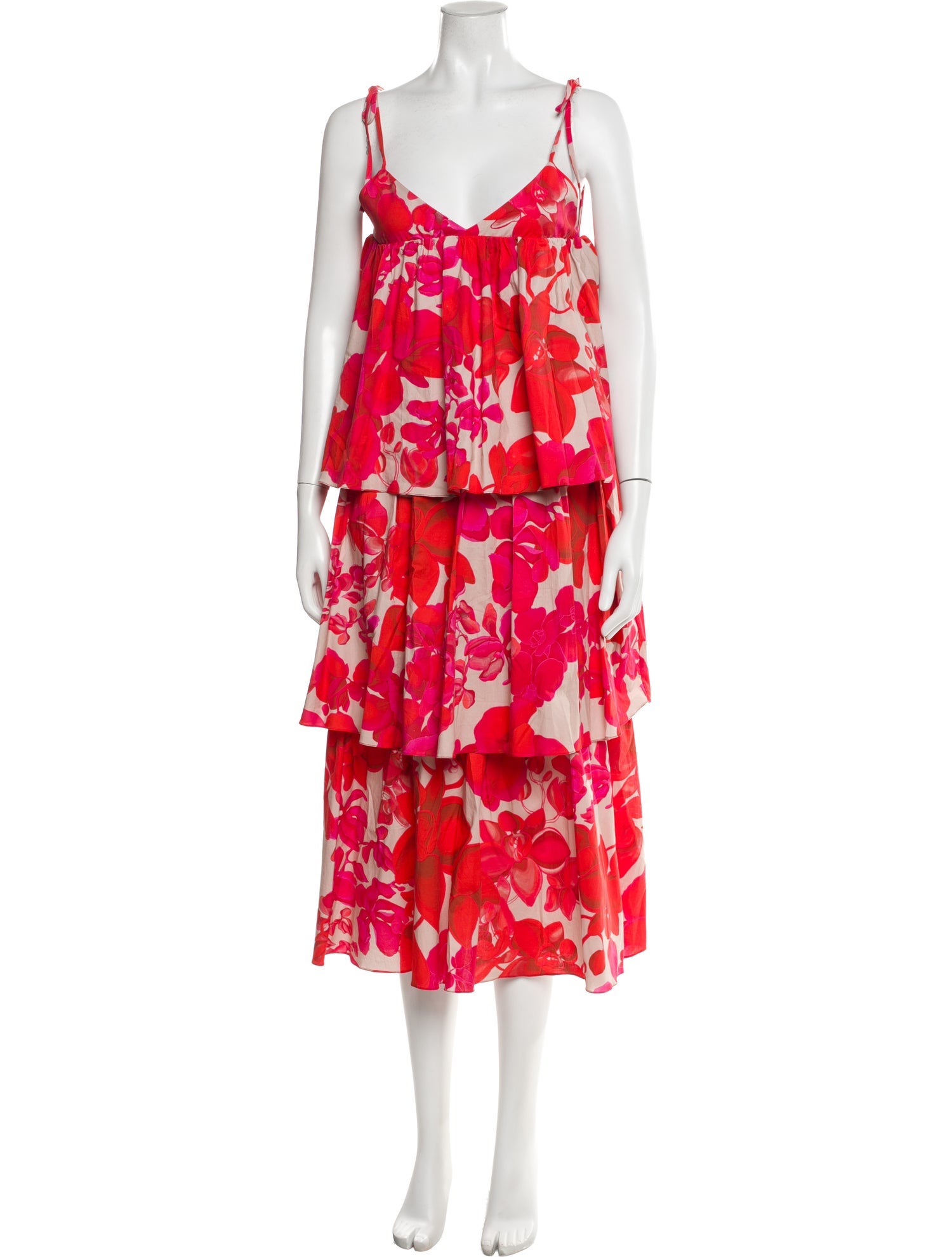 Kika Vargas Floral Print Midi Length Dress