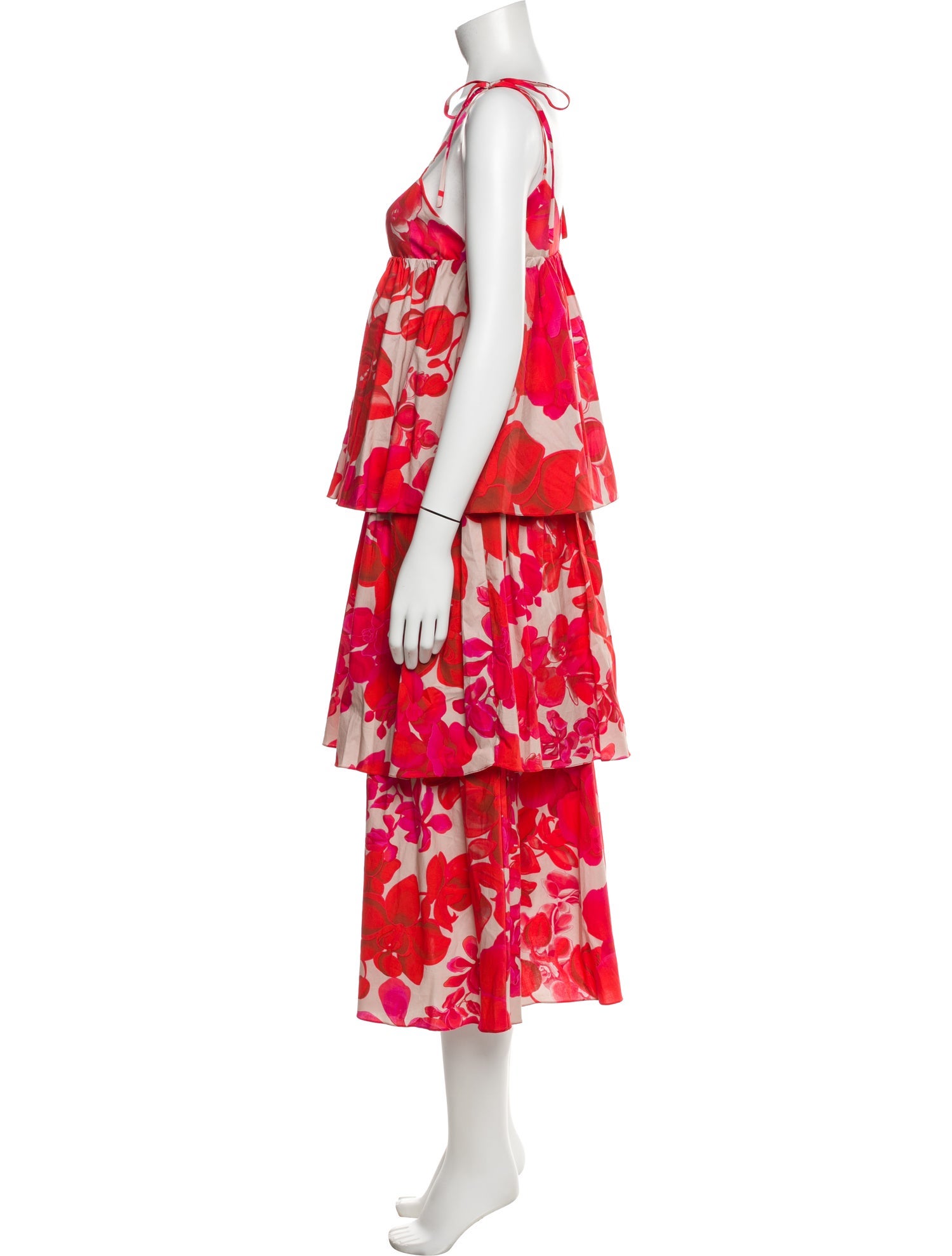 Kika Vargas Floral Print Midi Length Dress