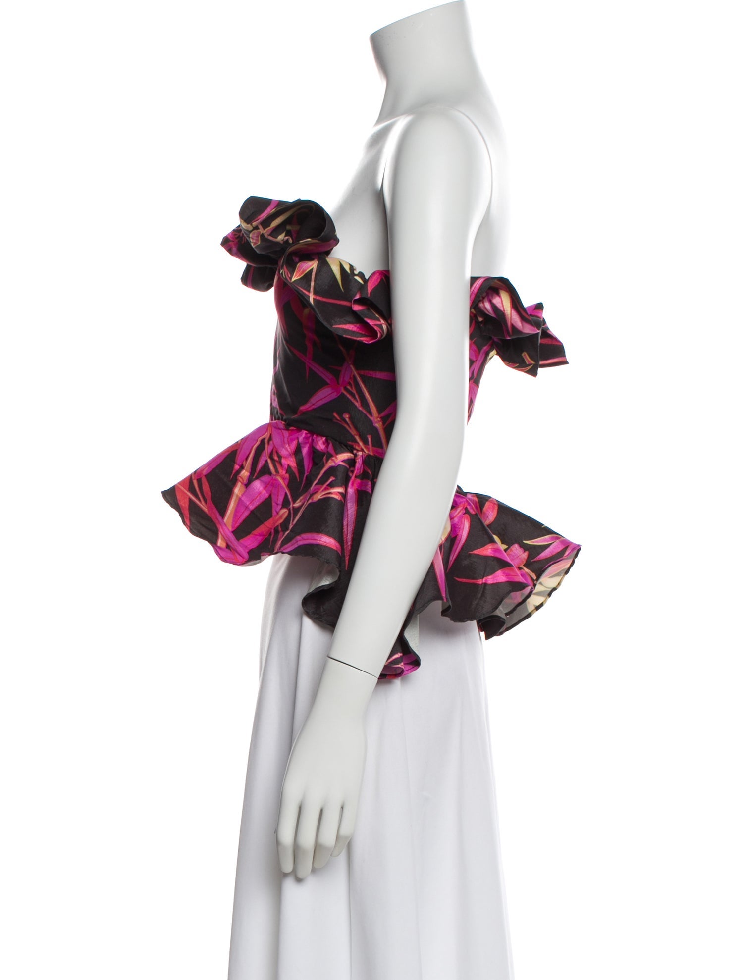 Kika Vargas Floral Print Off-The-Shoulder Crop Top