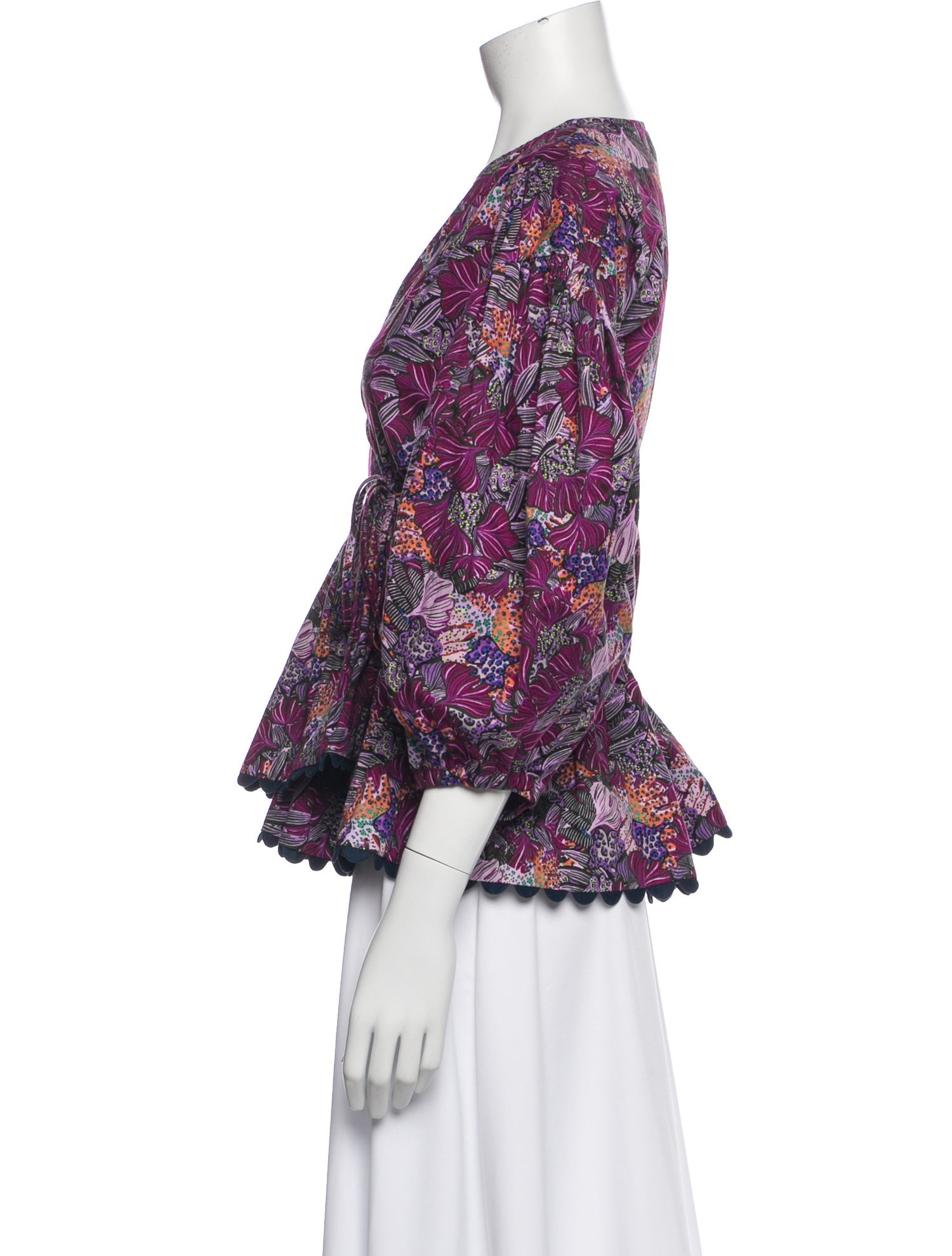 Kika Vargas Floral Print V-Neck Blouse