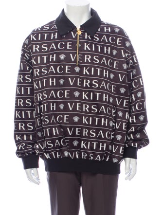 KITH x Versace Quarter Zip Pullover Black Printed Bomber Jacket