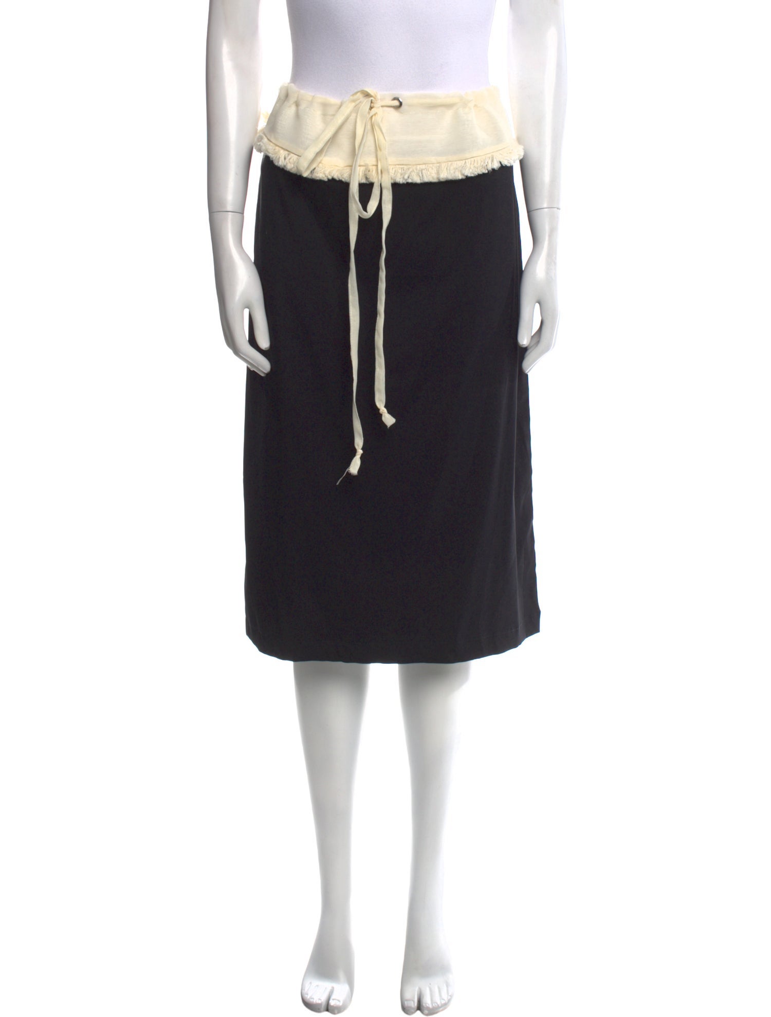 Michelle Del Rio Fringe Trim Accent Knee-Length Skirt