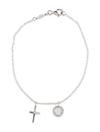 Kiki McDonough 18K Diamond & Quartz Cross Charm Bracelet