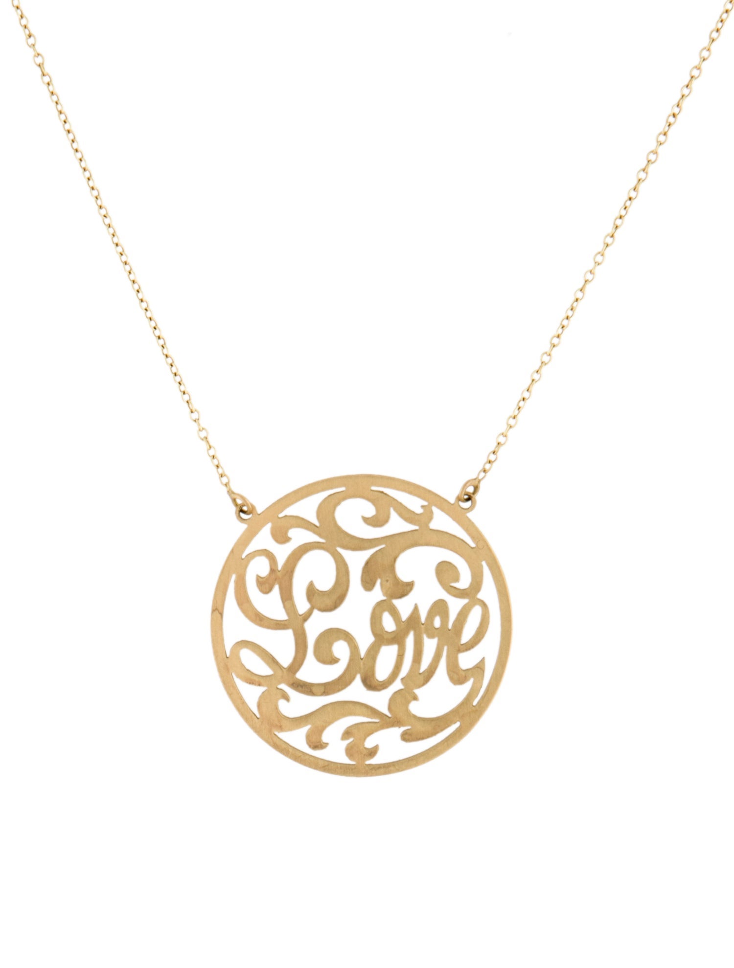 Kacey K 'Love' Circle Shape Monogram Pendant Necklace
