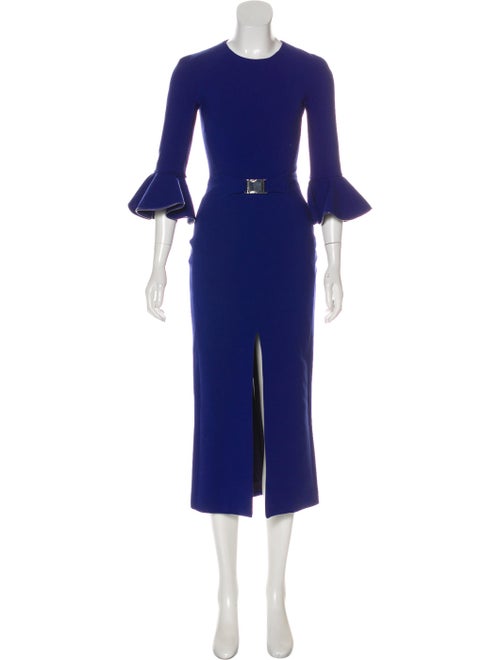 David Koma Bell Sleeve Midi Dress Blue