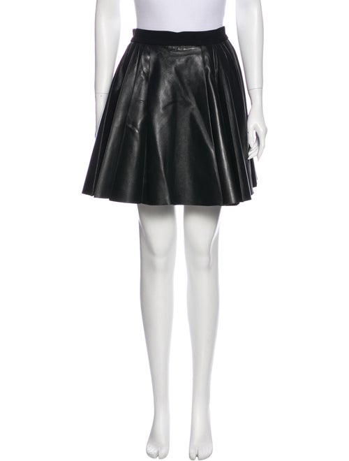 David Koma Pleated Leather Skirt Black