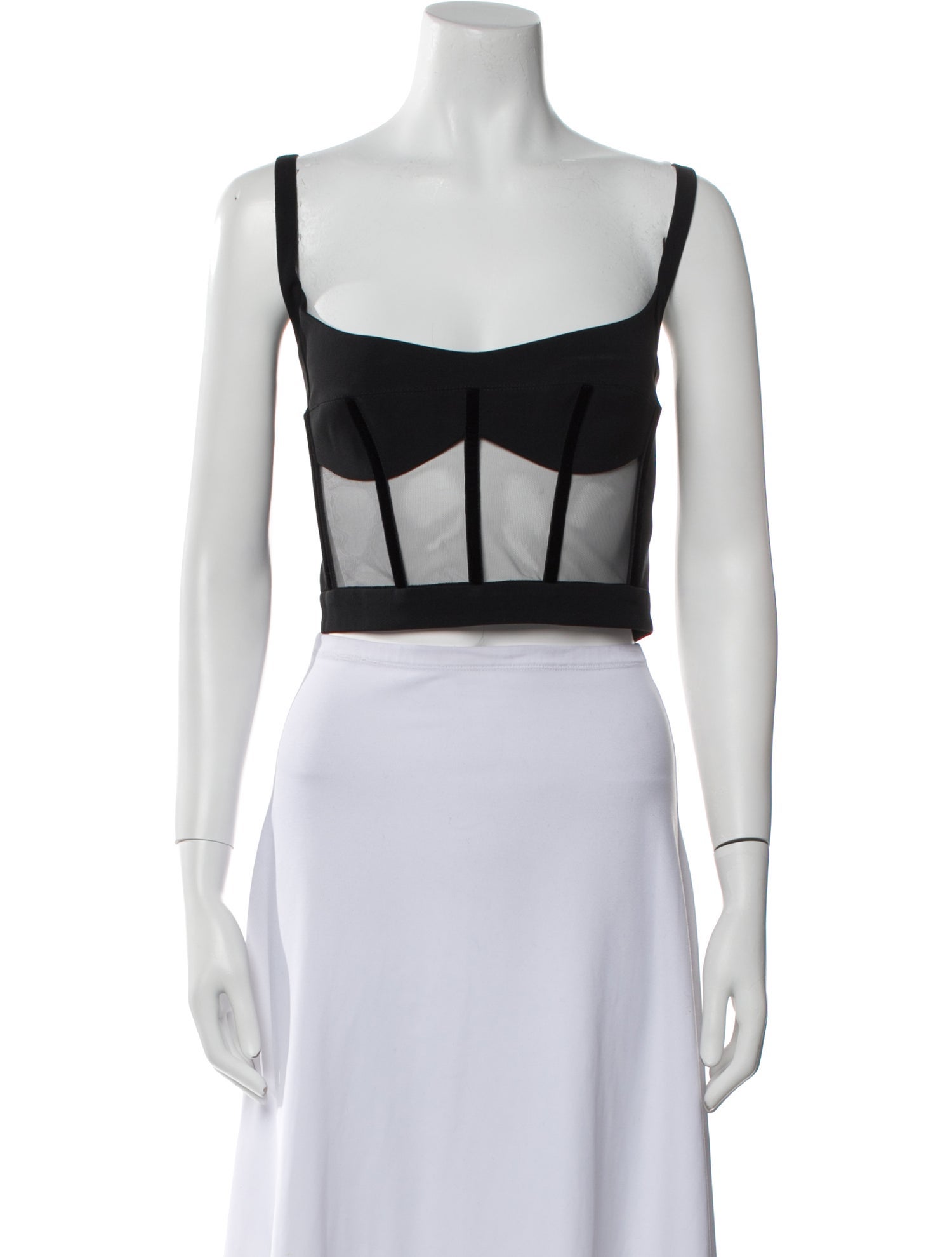 David Koma Square Neckline Sleeveless Crop Top
