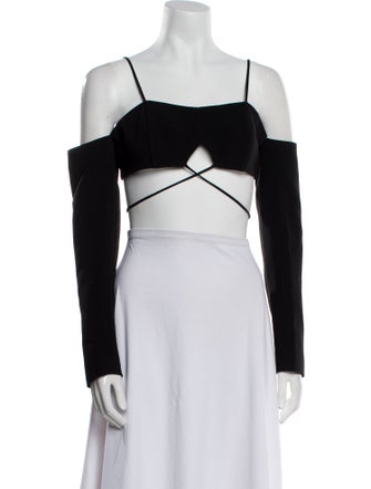 David Koma Square Neckline Long Sleeve Crop Top w/ Tags