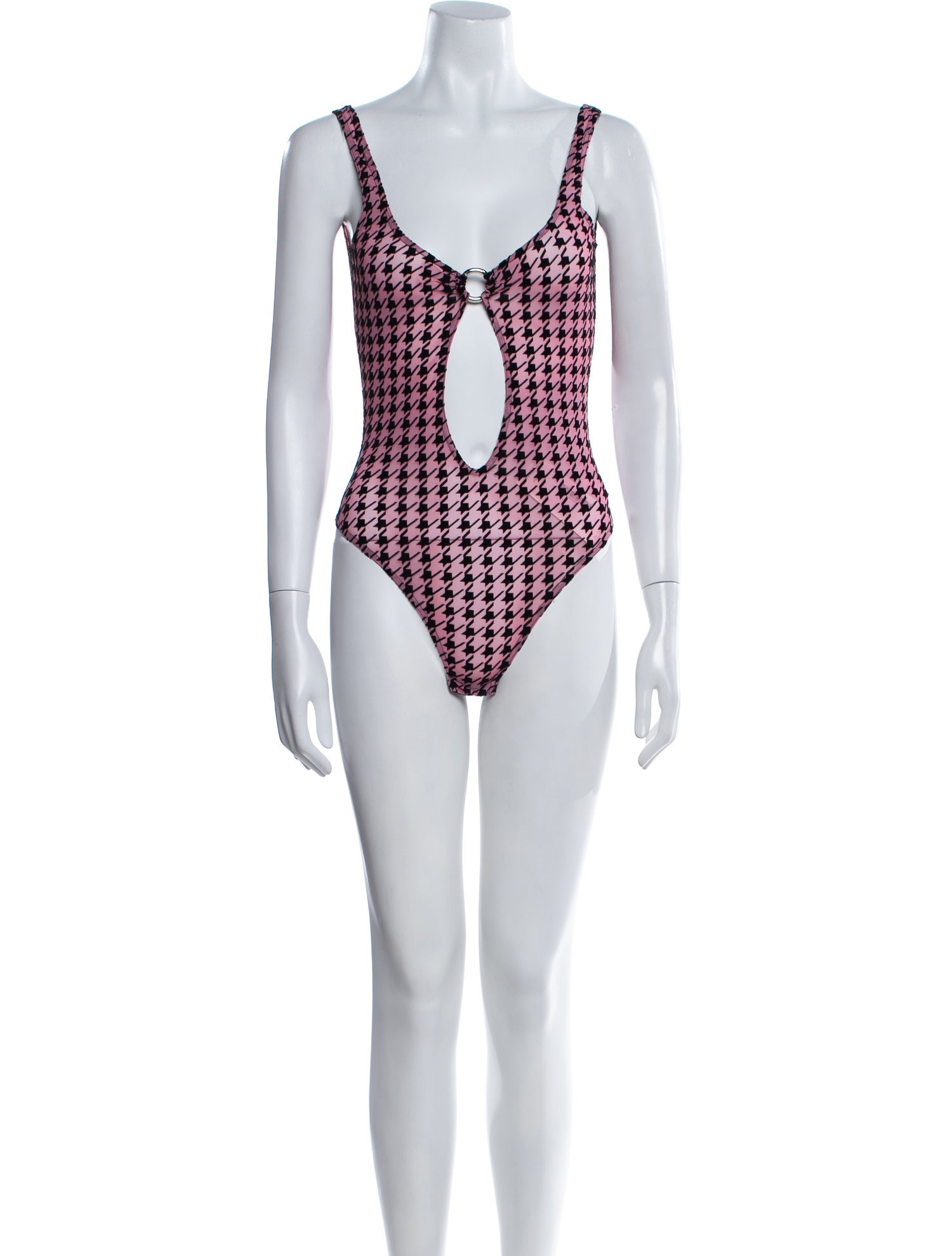 David Koma Houndstooth Print Square Neckline Bodysuit