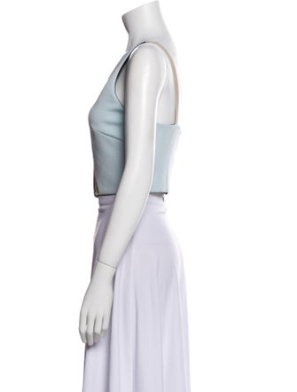 David Koma Colorblock Pattern One-Shoulder Crop Top