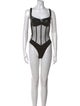 David Koma Leather Square Neckline Bodysuit