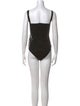 David Koma Leather Square Neckline Bodysuit