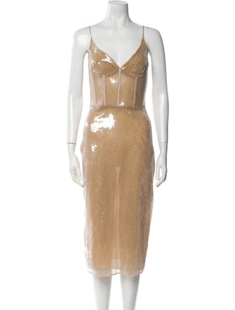 David Koma V-Neck Midi Length Dress