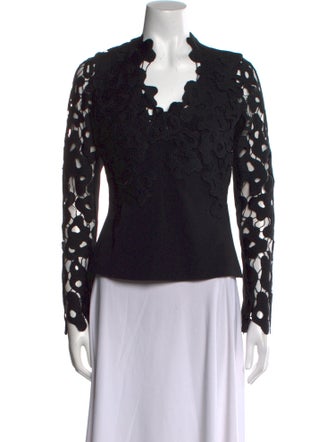 David Koma Lace Pattern V-Neck Top