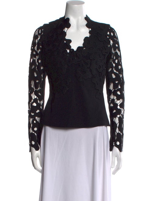 David Koma Lace Pattern V-Neck Top