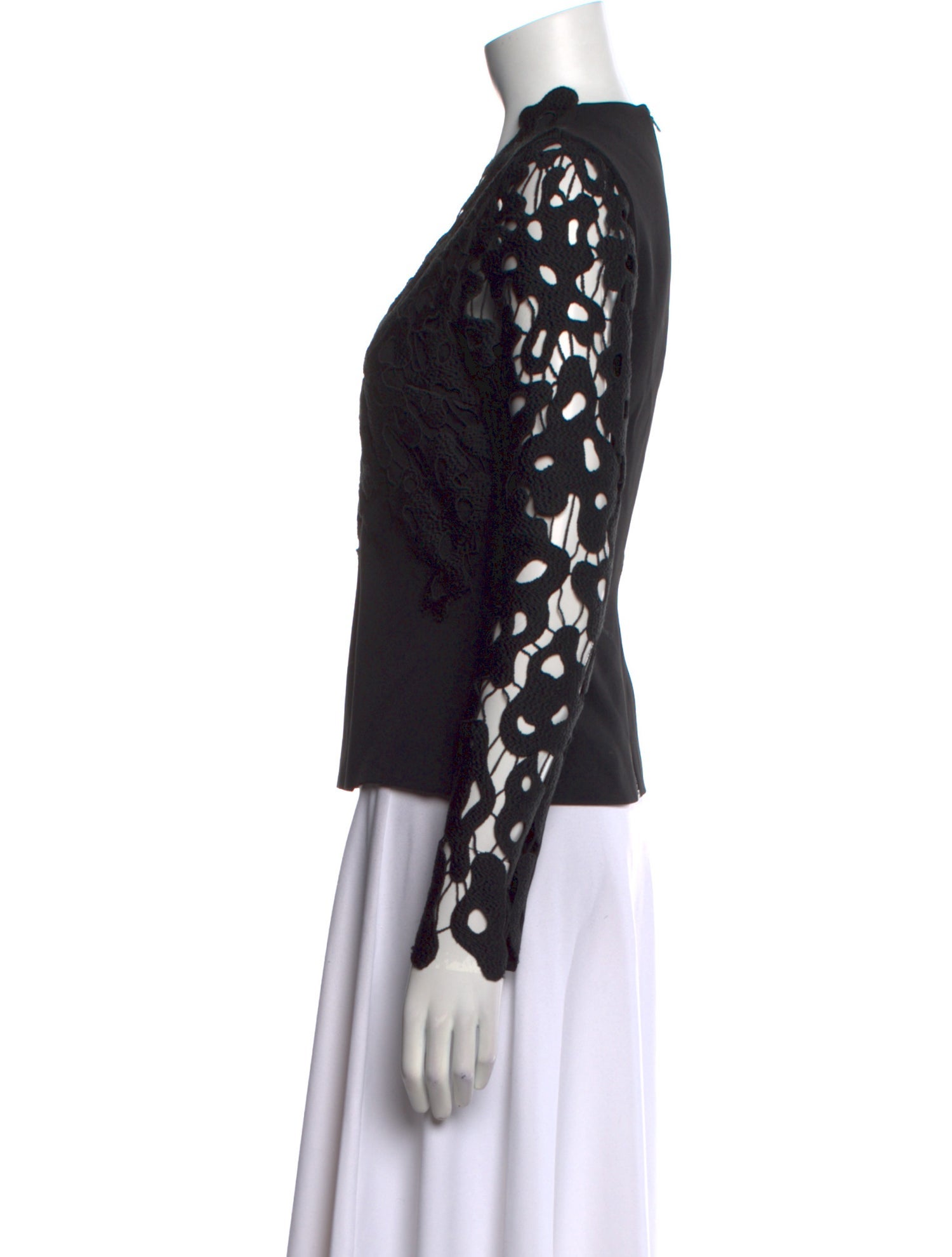 David Koma Lace Pattern V-Neck Top