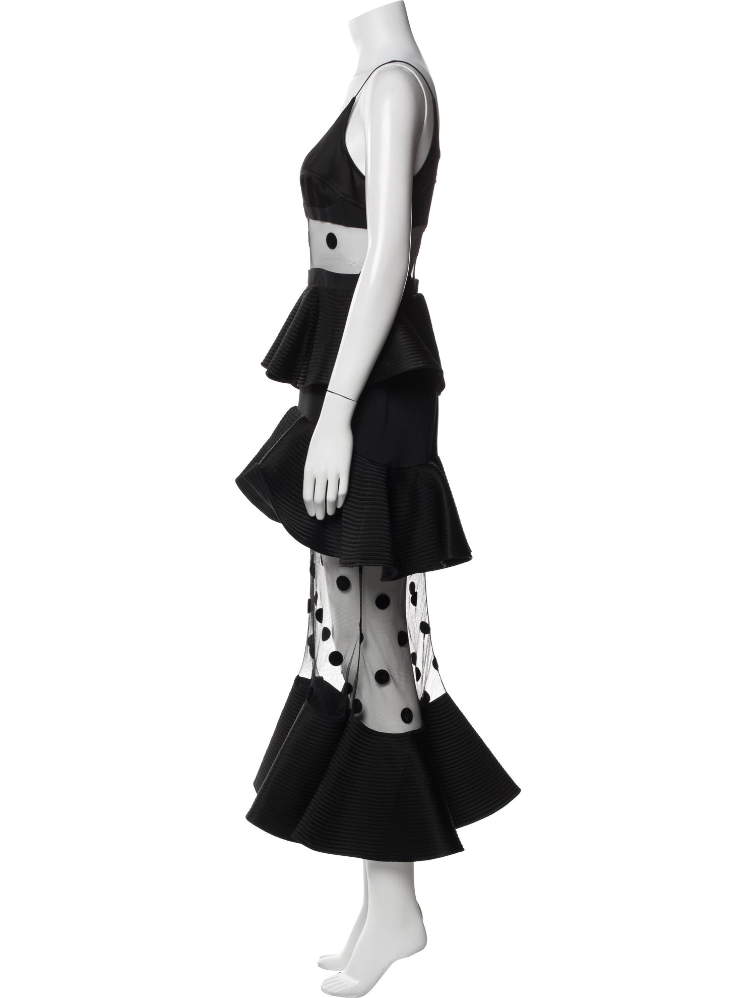 David Koma Polka Dot Print Long Dress