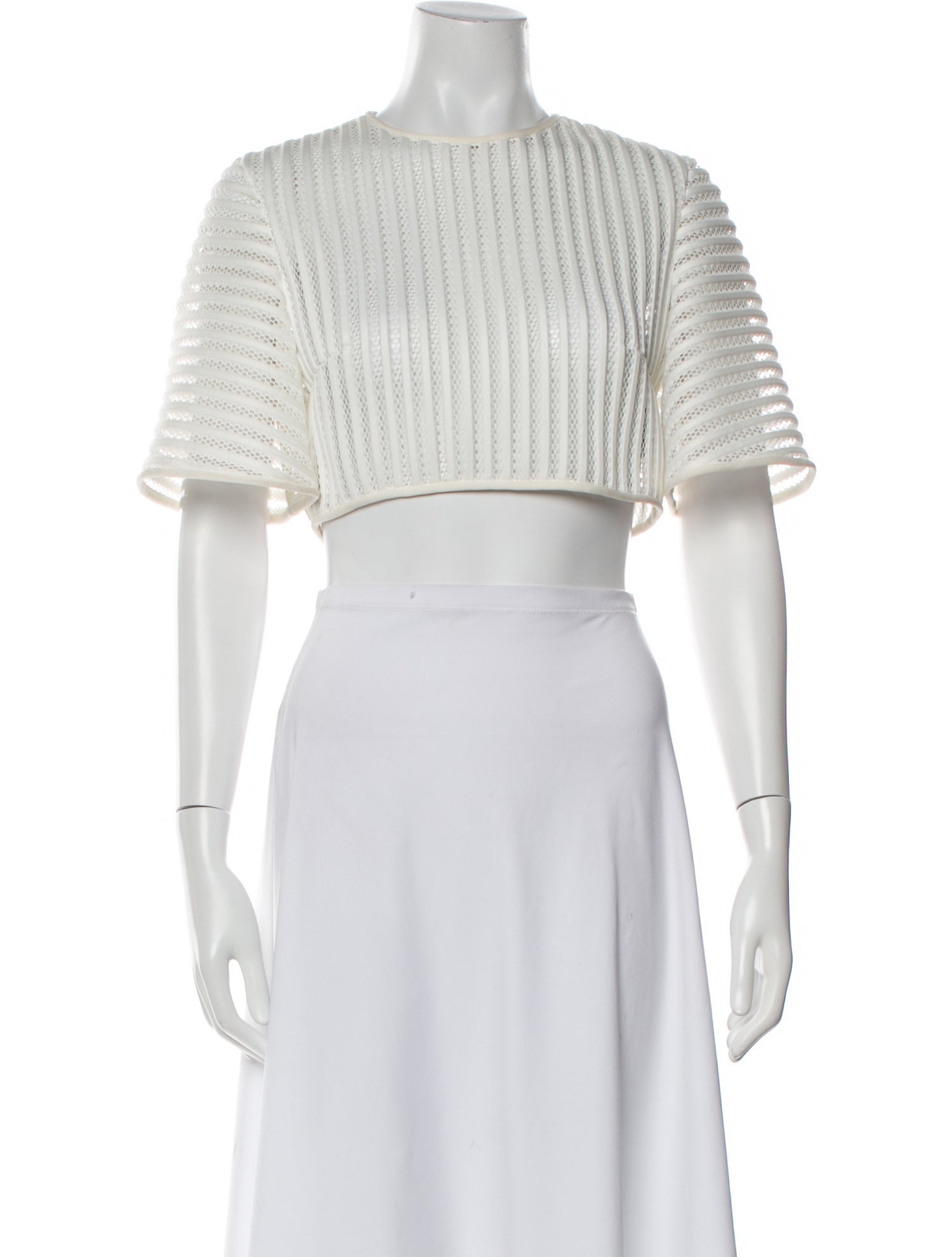 David Koma Leather Striped Crop Top